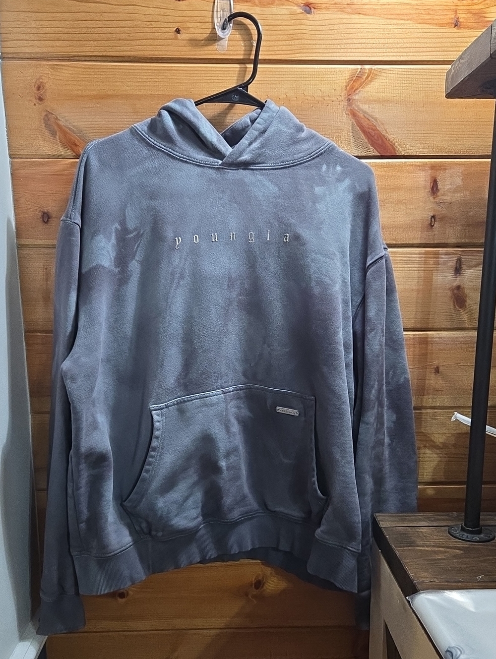 YoungLA Washed Slate Tie-Dye Hoodie - Gray Large